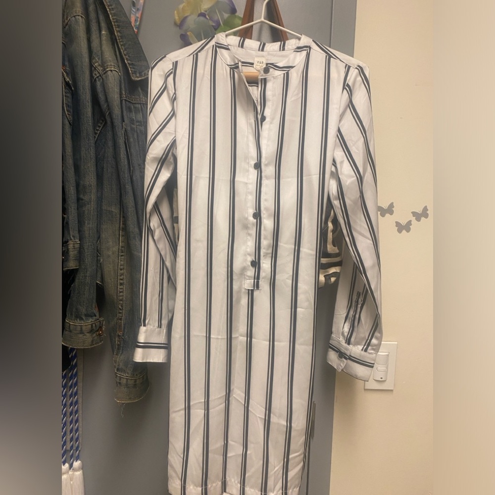 GAP Black & White Striped Button-Down Dress - Size XS